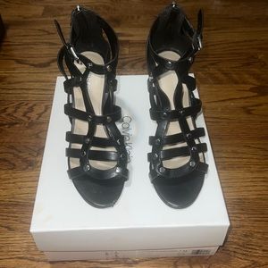 Calvin Klein Leather Strappy Sandals